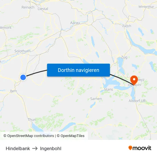 Hindelbank to Ingenbohl map