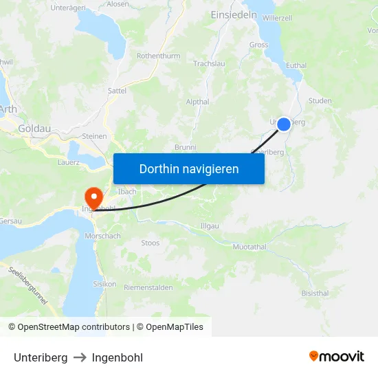 Unteriberg to Ingenbohl map