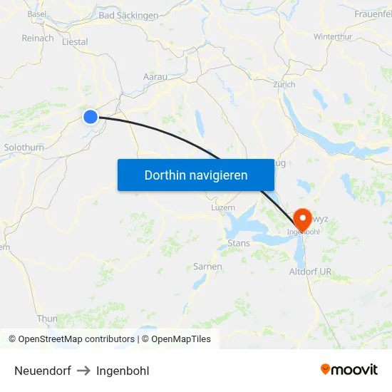 Neuendorf to Ingenbohl map