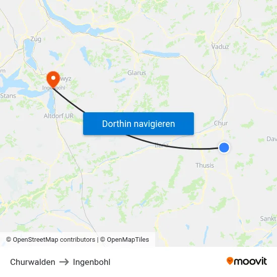 Churwalden to Ingenbohl map