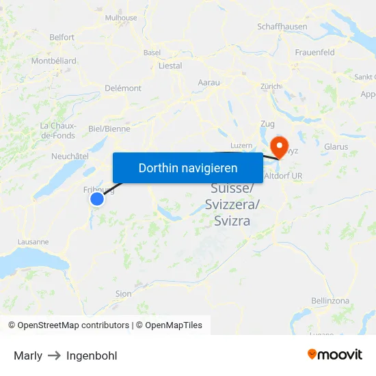 Marly to Ingenbohl map