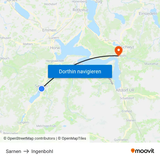 Sarnen to Ingenbohl map