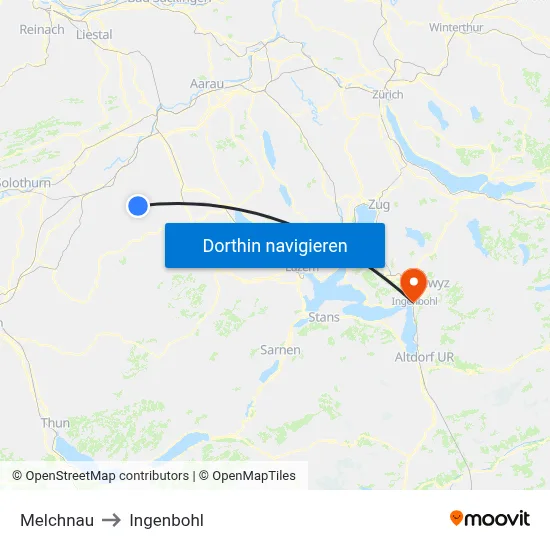 Melchnau to Ingenbohl map
