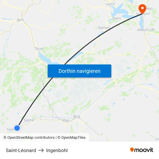 Saint-Léonard to Ingenbohl map