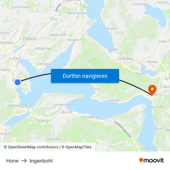 Horw to Ingenbohl map