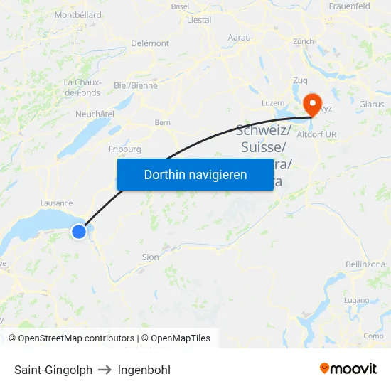 Saint-Gingolph to Ingenbohl map