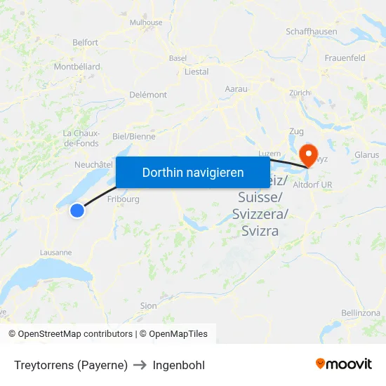 Treytorrens (Payerne) to Ingenbohl map