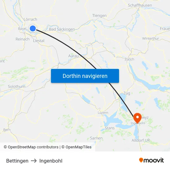Bettingen to Ingenbohl map