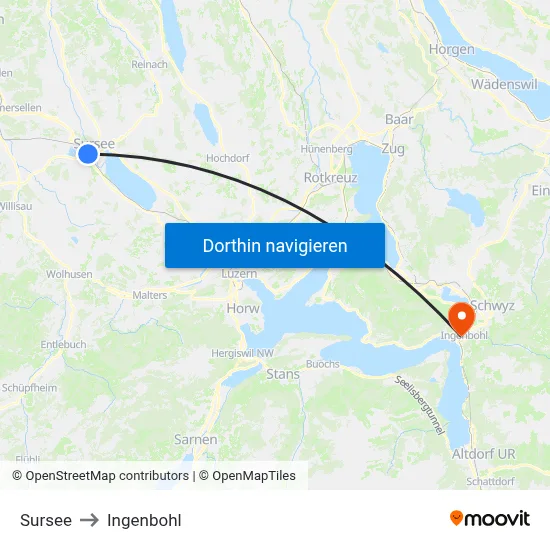 Sursee to Ingenbohl map