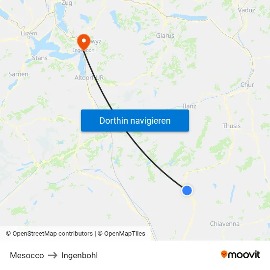 Mesocco to Ingenbohl map
