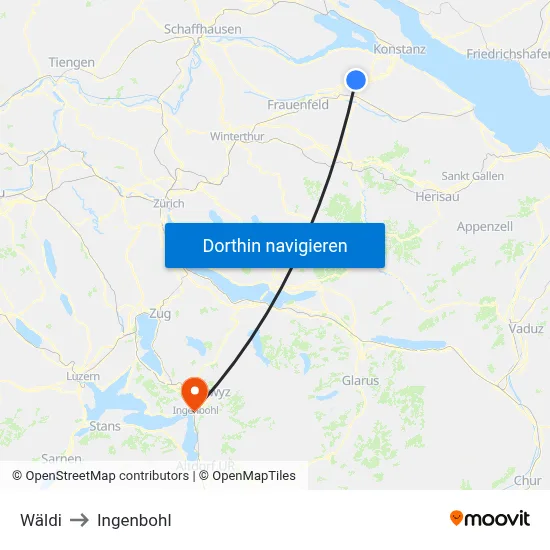 Wäldi to Ingenbohl map