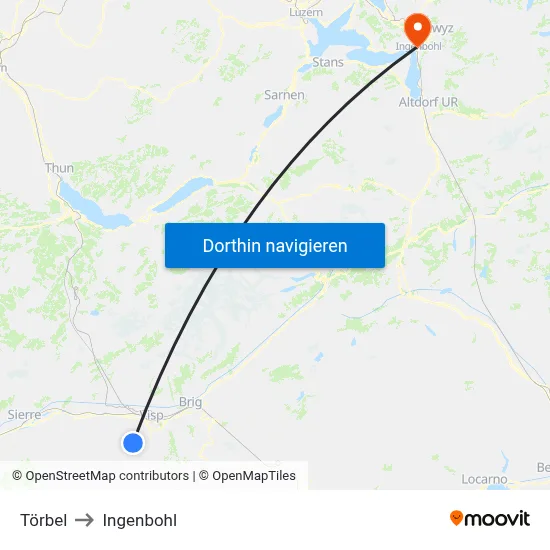 Törbel to Ingenbohl map