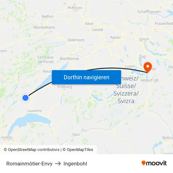 Romainmôtier-Envy to Ingenbohl map