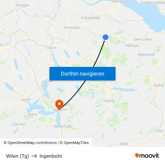 Wilen (Tg) to Ingenbohl map