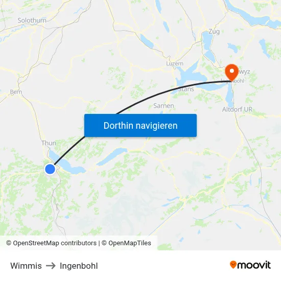 Wimmis to Ingenbohl map