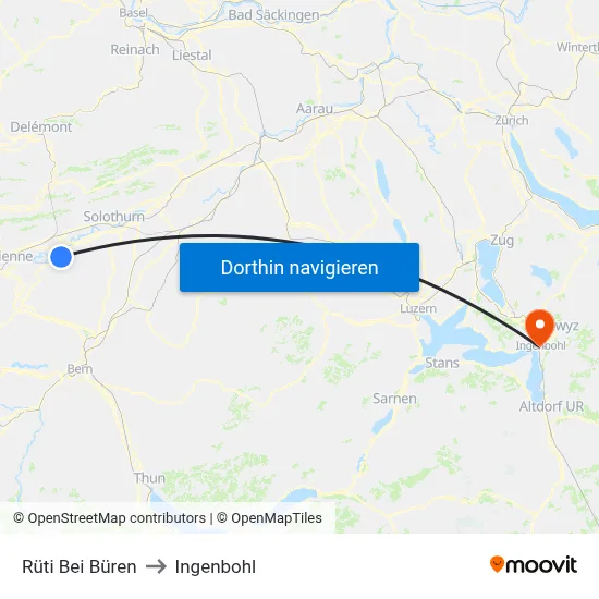 Rüti Bei Büren to Ingenbohl map