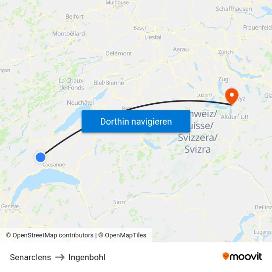 Senarclens to Ingenbohl map