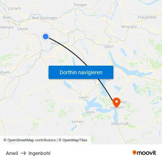 Anwil to Ingenbohl map