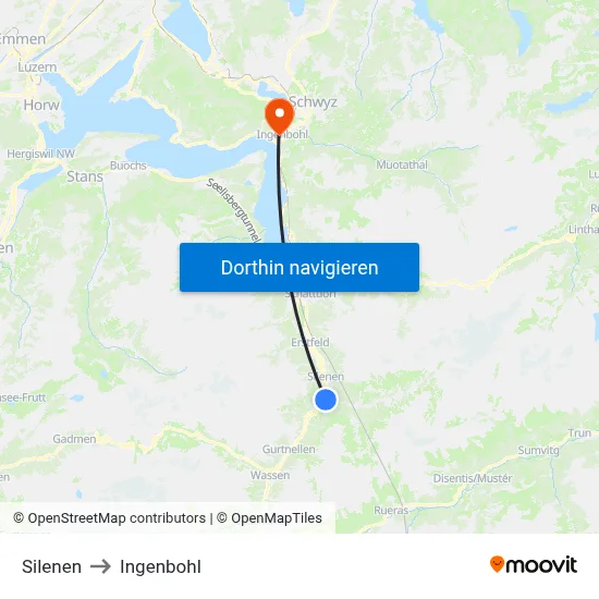 Silenen to Ingenbohl map