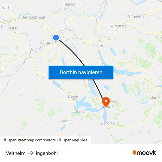 Veltheim to Ingenbohl map