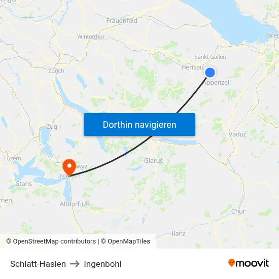 Schlatt-Haslen to Ingenbohl map