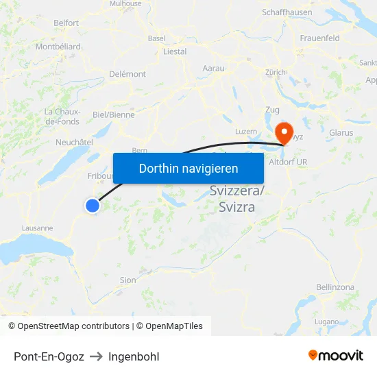 Pont-En-Ogoz to Ingenbohl map
