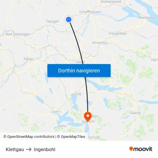 Klettgau to Ingenbohl map