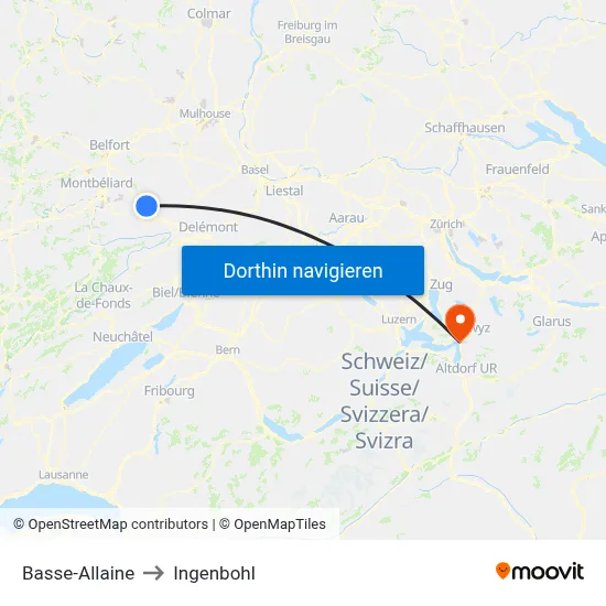 Basse-Allaine to Ingenbohl map