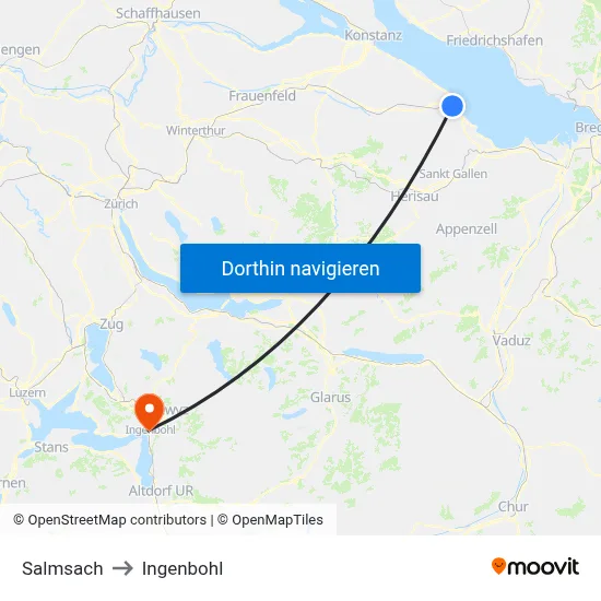 Salmsach to Ingenbohl map