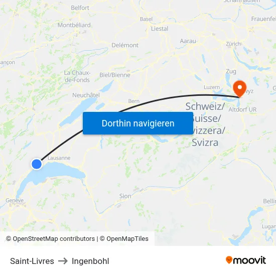 Saint-Livres to Ingenbohl map