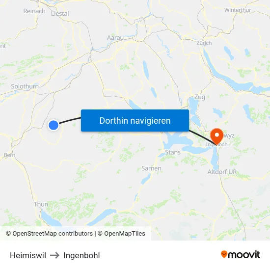 Heimiswil to Ingenbohl map
