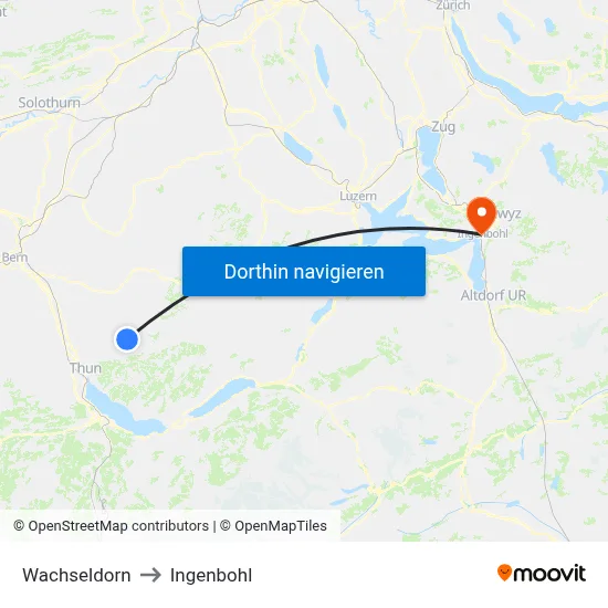 Wachseldorn to Ingenbohl map