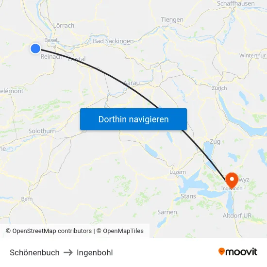Schönenbuch to Ingenbohl map