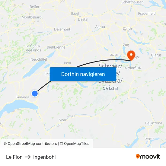 Le Flon to Ingenbohl map