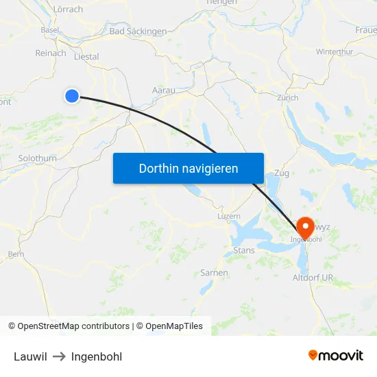 Lauwil to Ingenbohl map