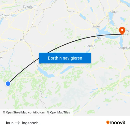 Jaun to Ingenbohl map