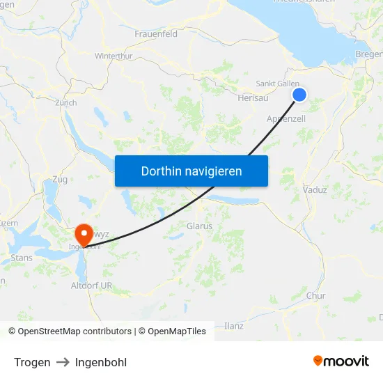 Trogen to Ingenbohl map