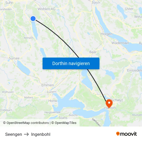 Seengen to Ingenbohl map