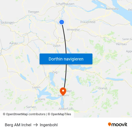 Berg AM Irchel to Ingenbohl map
