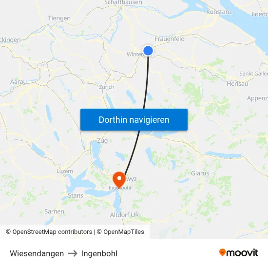Wiesendangen to Ingenbohl map