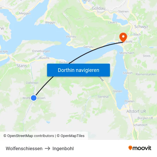 Wolfenschiessen to Ingenbohl map