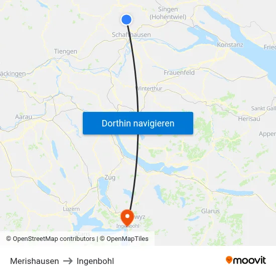 Merishausen to Ingenbohl map