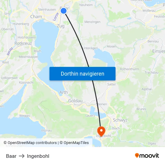 Baar to Ingenbohl map