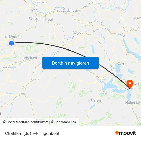 Châtillon (Ju) to Ingenbohl map