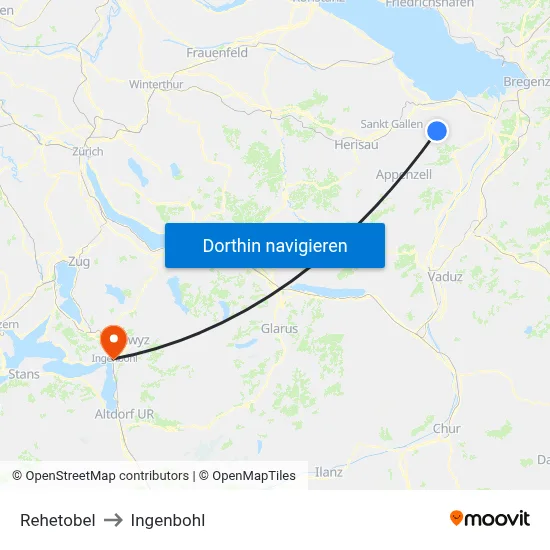 Rehetobel to Ingenbohl map
