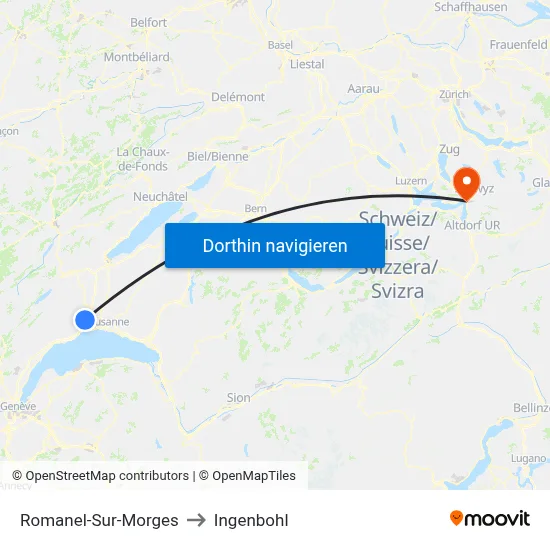 Romanel-Sur-Morges to Ingenbohl map