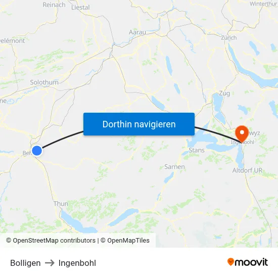 Bolligen to Ingenbohl map