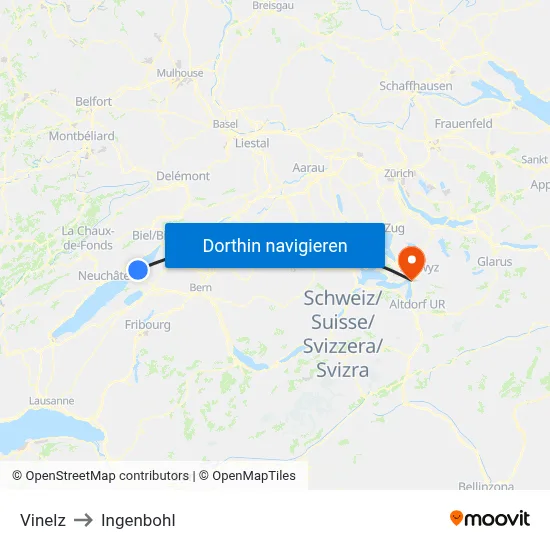 Vinelz to Ingenbohl map