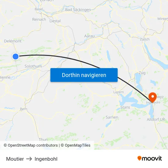 Moutier to Ingenbohl map