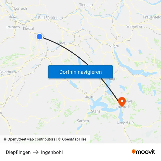 Diepflingen to Ingenbohl map